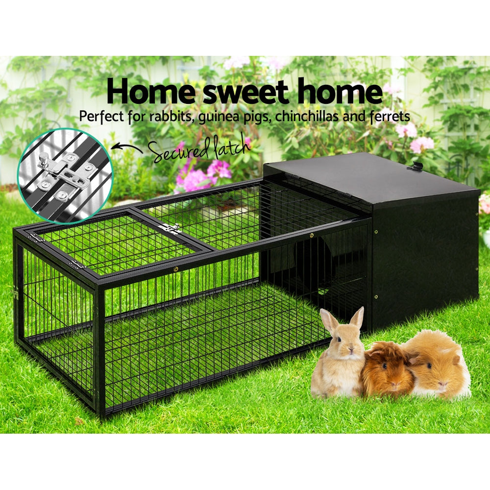 Small Animal Habitats & Cages: i.Pet Rabbit Cage 122x52cm Hutch Enclosure Carrier Metal