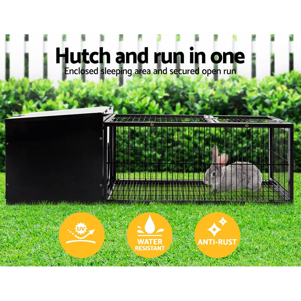 Small Animal Habitats & Cages: i.Pet Rabbit Cage 122x52cm Hutch Enclosure Carrier Metal