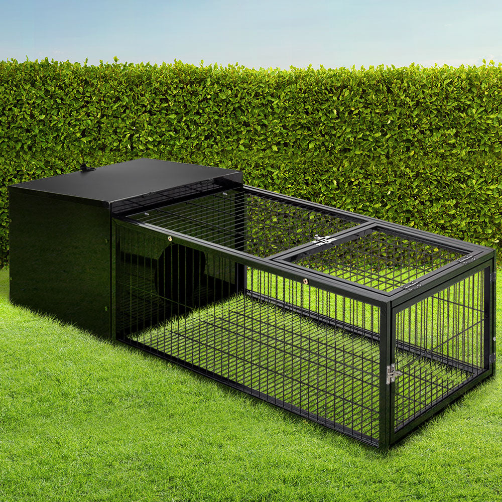 Small Animal Habitats & Cages: i.Pet Rabbit Cage 122x52cm Hutch Enclosure Carrier Metal