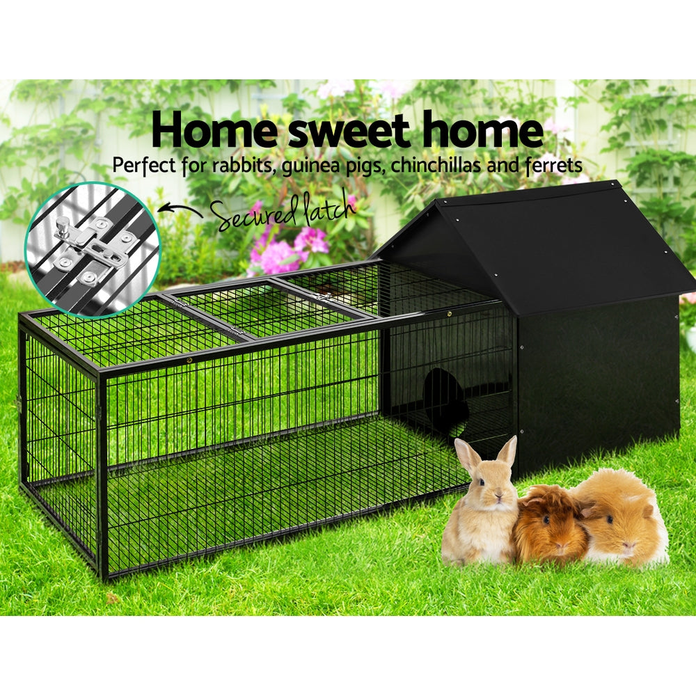 Small Animal Habitats & Cages: i.Pet Rabbit Cage Hutch 162x60cm Enclosure Metal