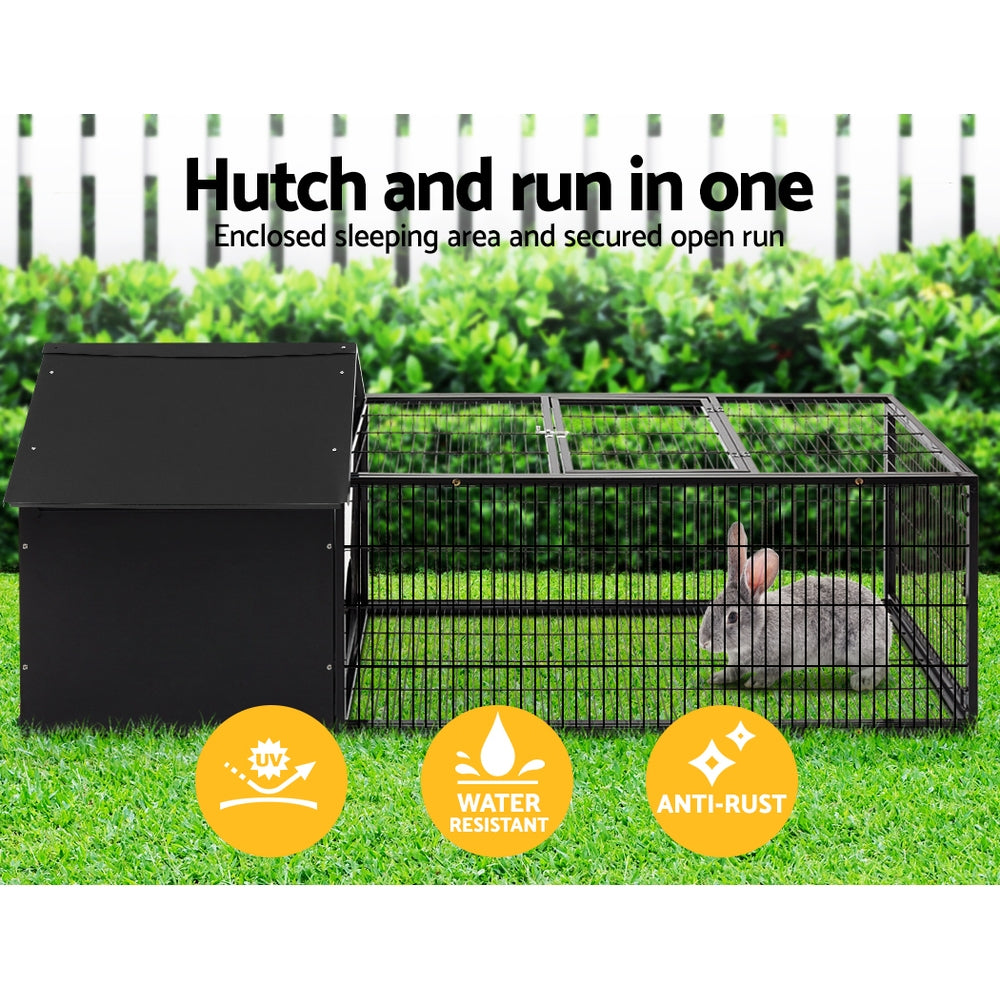 Small Animal Habitats & Cages: i.Pet Rabbit Cage Hutch 162x60cm Enclosure Metal