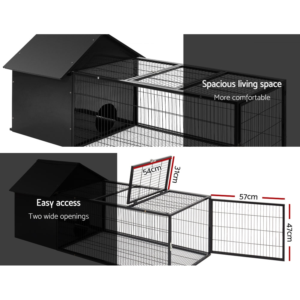 Small Animal Habitats & Cages: i.Pet Rabbit Cage Hutch 162x60cm Enclosure Metal