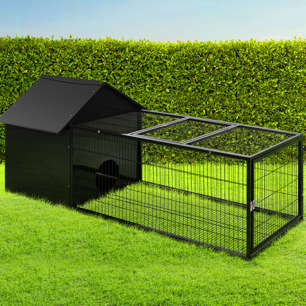 Small Animal Habitats & Cages: i.Pet Rabbit Cage Hutch 162x60cm Enclosure Metal