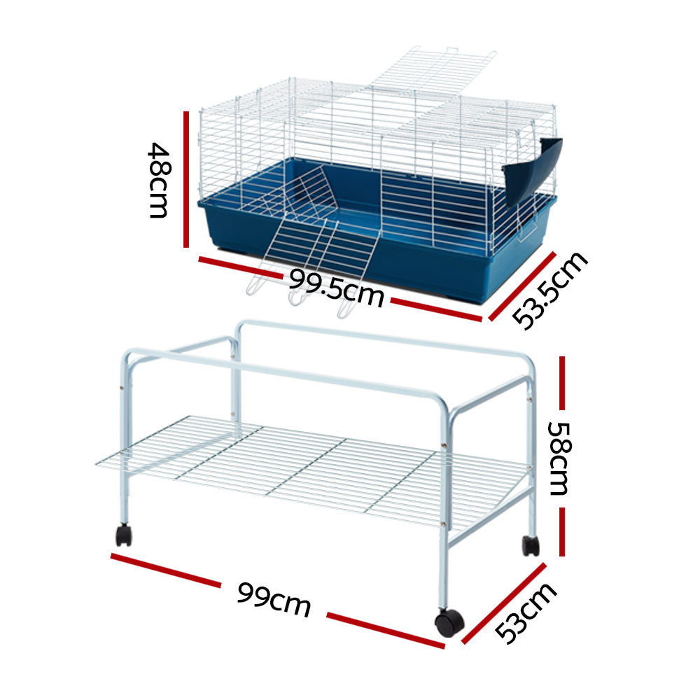 Small Animal Habitats & Cages: i.Pet Rabbit Cage Hutch 106cm Indoor Enclosure Carrier