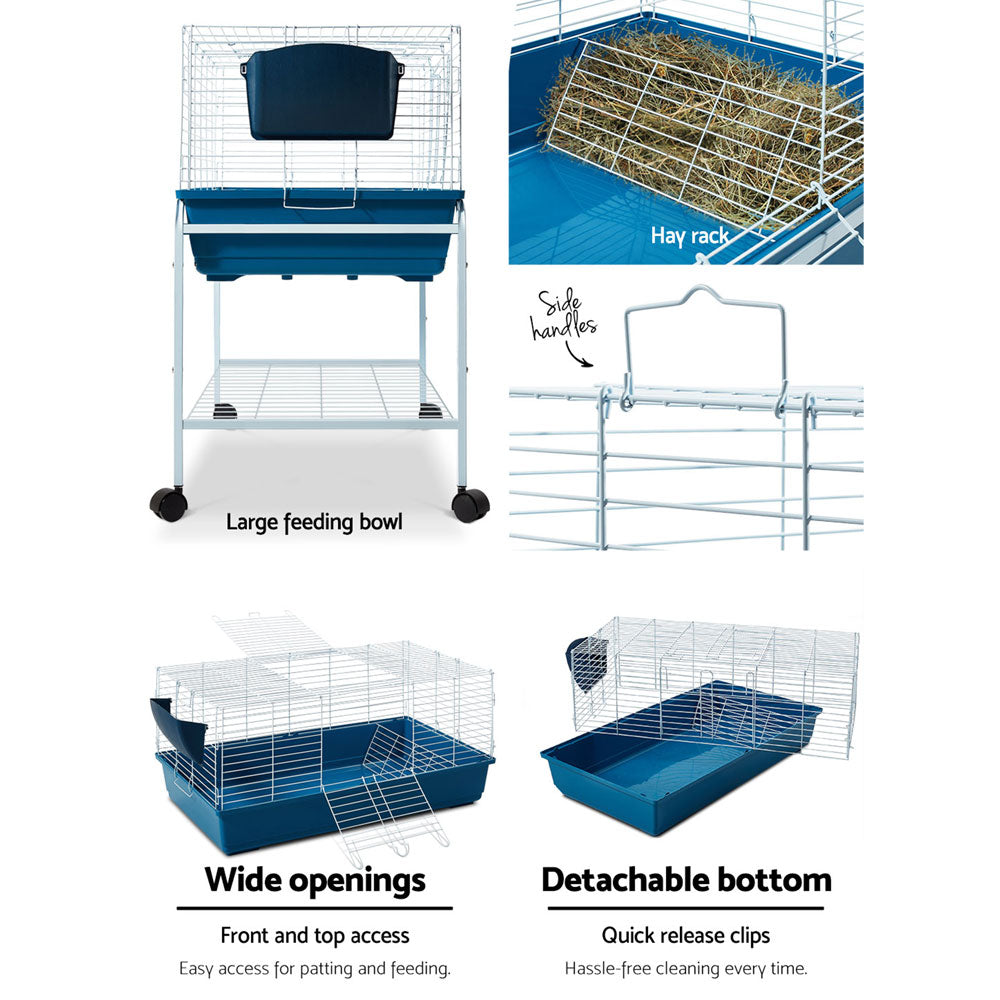 Small Animal Habitats & Cages: i.Pet Rabbit Cage Hutch 106cm Indoor Enclosure Carrier