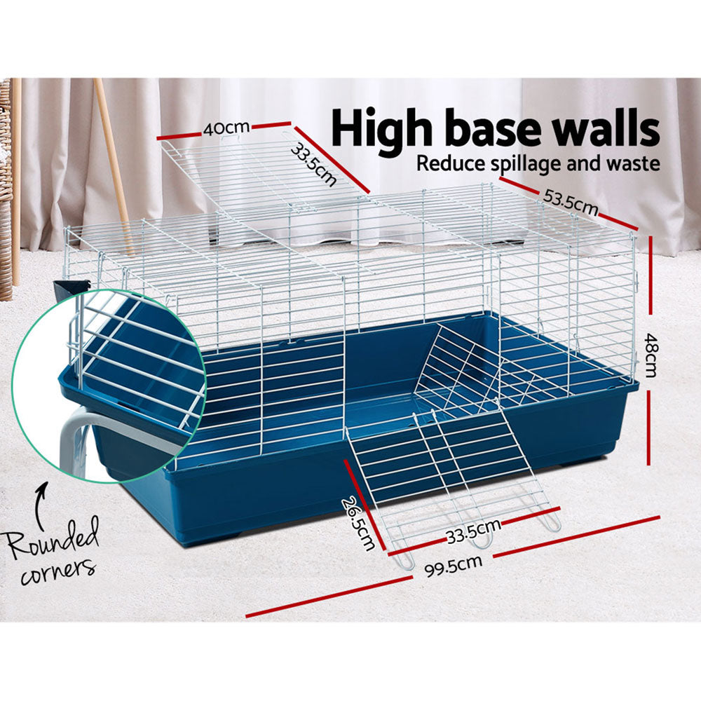 Small Animal Habitats & Cages: i.Pet Rabbit Cage Hutch 106cm Indoor Enclosure Carrier