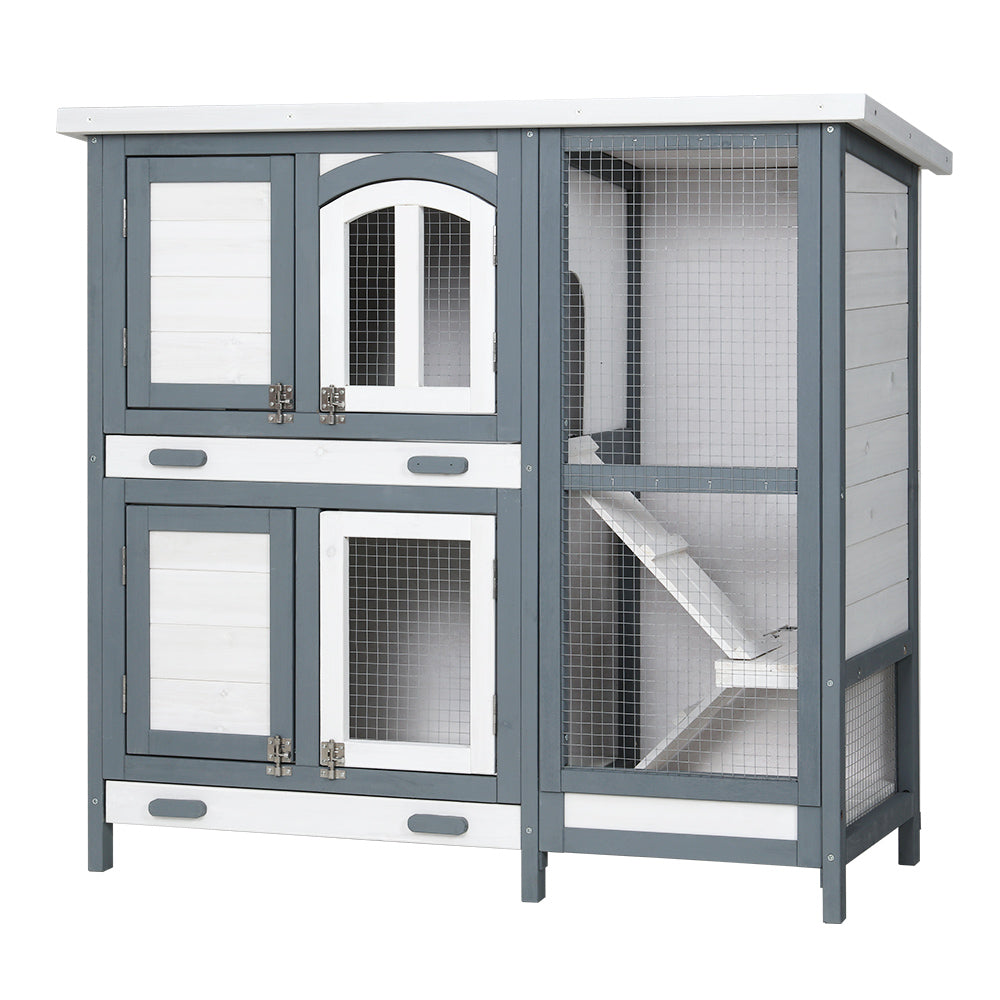Small Animal Habitats & Cages: i.Pet Rabbit Hutch Chicken Coop 98cm x 45cm x 92cm Chicken Coop Large Wooden House Run Cage Outdoor