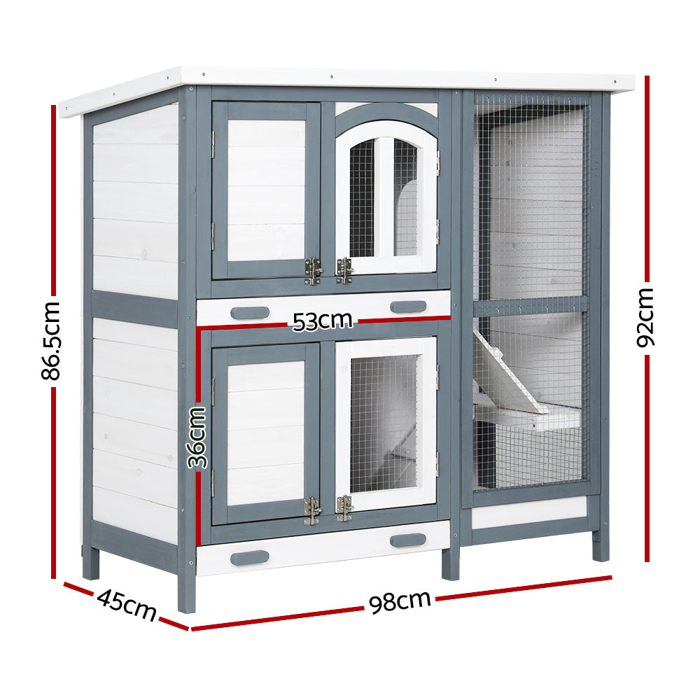 Small Animal Habitats & Cages: i.Pet Rabbit Hutch Chicken Coop 98cm x 45cm x 92cm Chicken Coop Large Wooden House Run Cage Outdoor