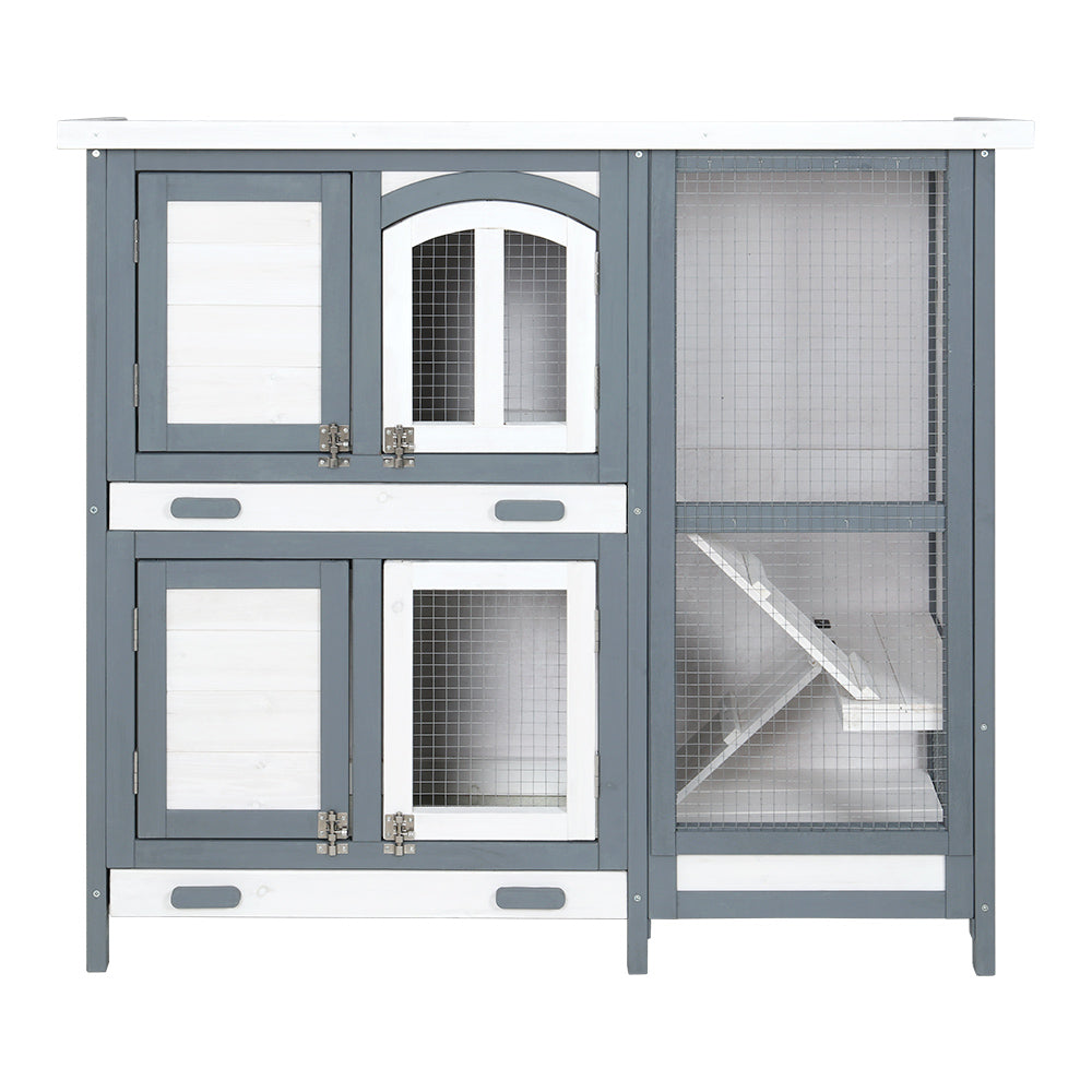 Small Animal Habitats & Cages: i.Pet Rabbit Hutch Chicken Coop 98cm x 45cm x 92cm Chicken Coop Large Wooden House Run Cage Outdoor