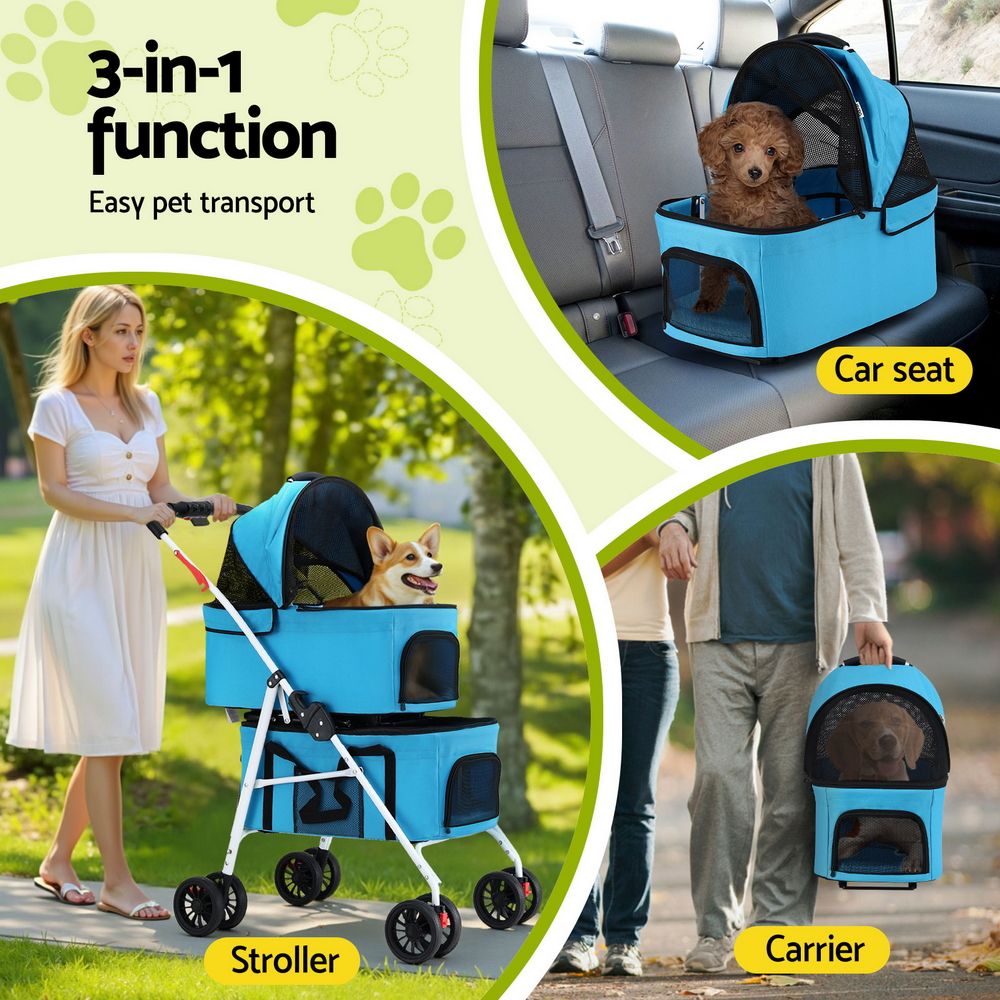 i.Pet 2-Tier Pet Stroller 25kg Capacity & 400pcs Training Pads Combo