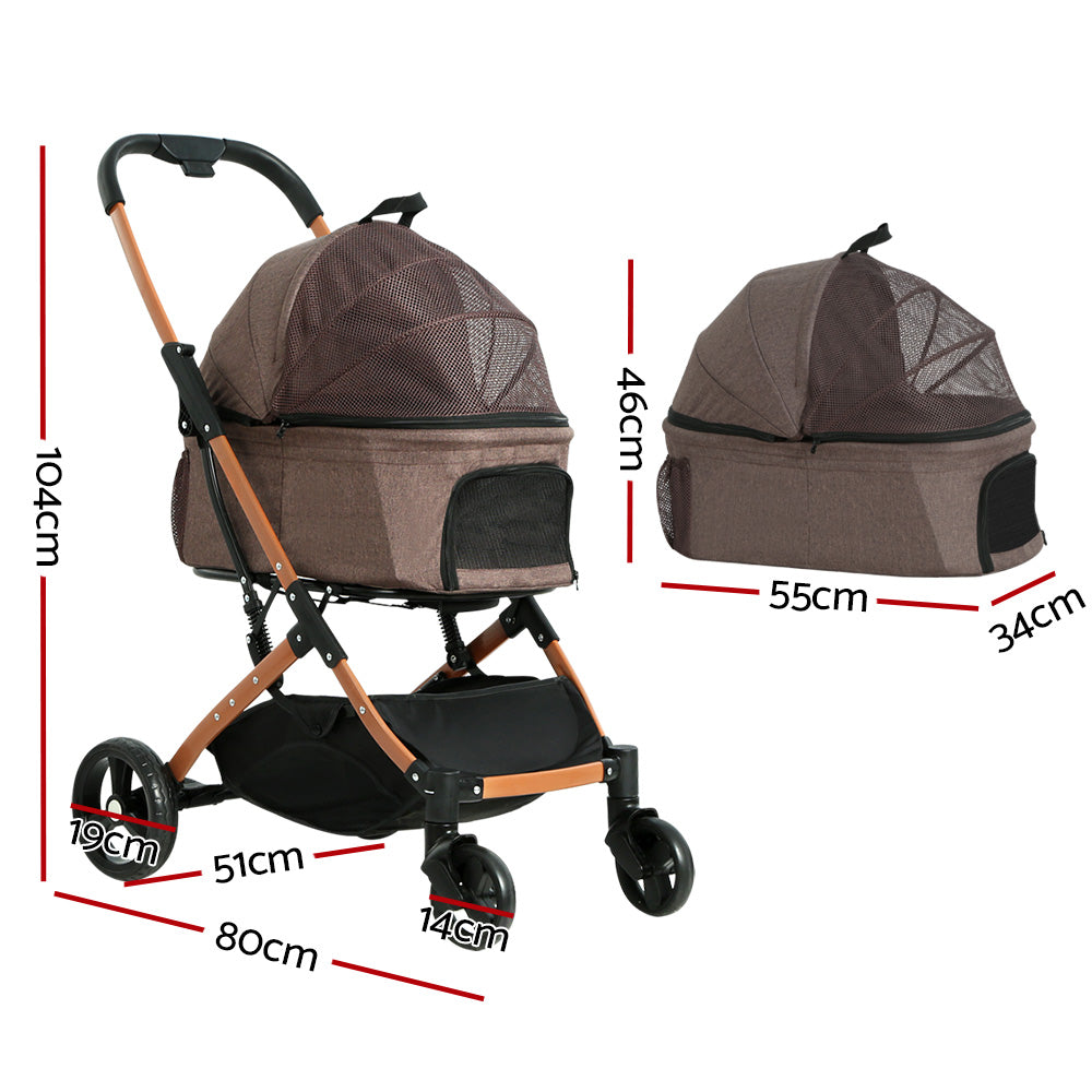 Cat Carriers & Crates: i.Pet Pet Stroller Dog Pram Large Cat Carrier Travel Foldable 4 Wheels Pushchair Double