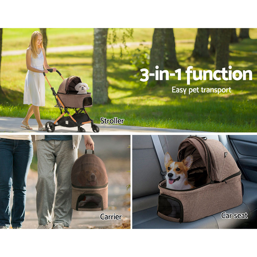 Cat Carriers & Crates: i.Pet Pet Stroller Dog Pram Large Cat Carrier Travel Foldable 4 Wheels Pushchair Double