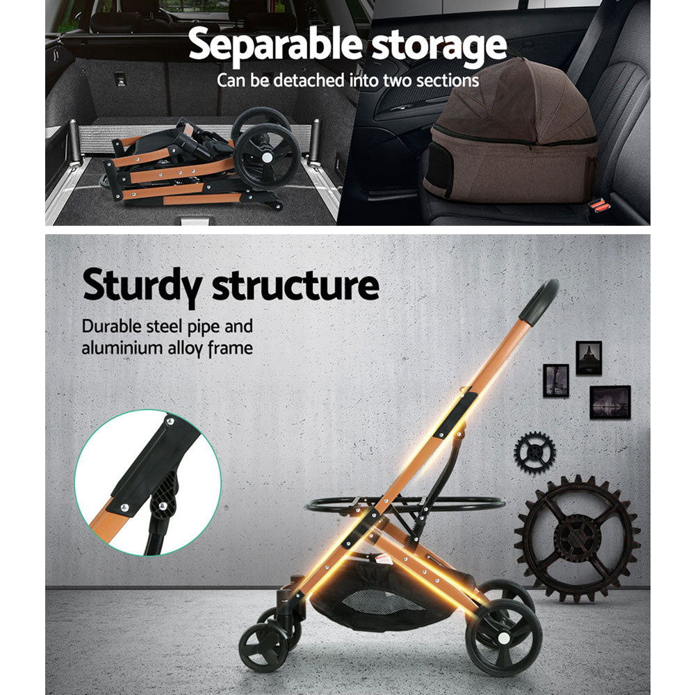 Cat Carriers & Crates: i.Pet Pet Stroller Dog Pram Large Cat Carrier Travel Foldable 4 Wheels Pushchair Double