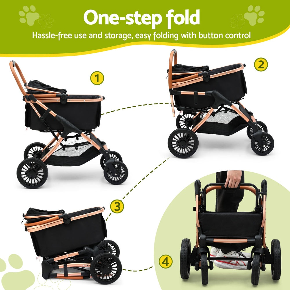Dog Carriers & Crates: i.Pet Pet Dog Stroller Pram Large Cat Carrier Travel Pushchair Foldable 4 Wheels