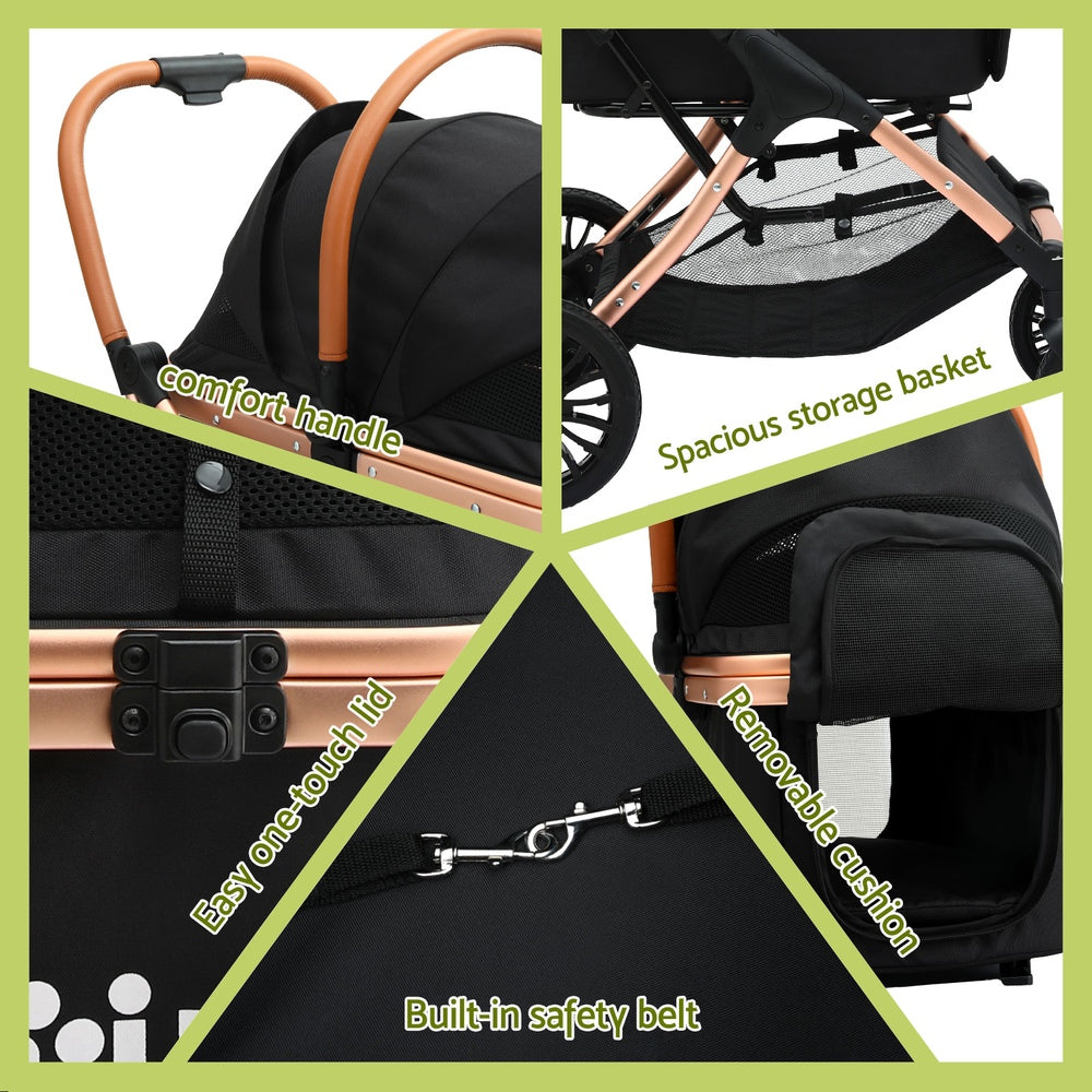 Dog Carriers & Crates: i.Pet Pet Dog Stroller Pram Large Cat Carrier Travel Pushchair Foldable 4 Wheels