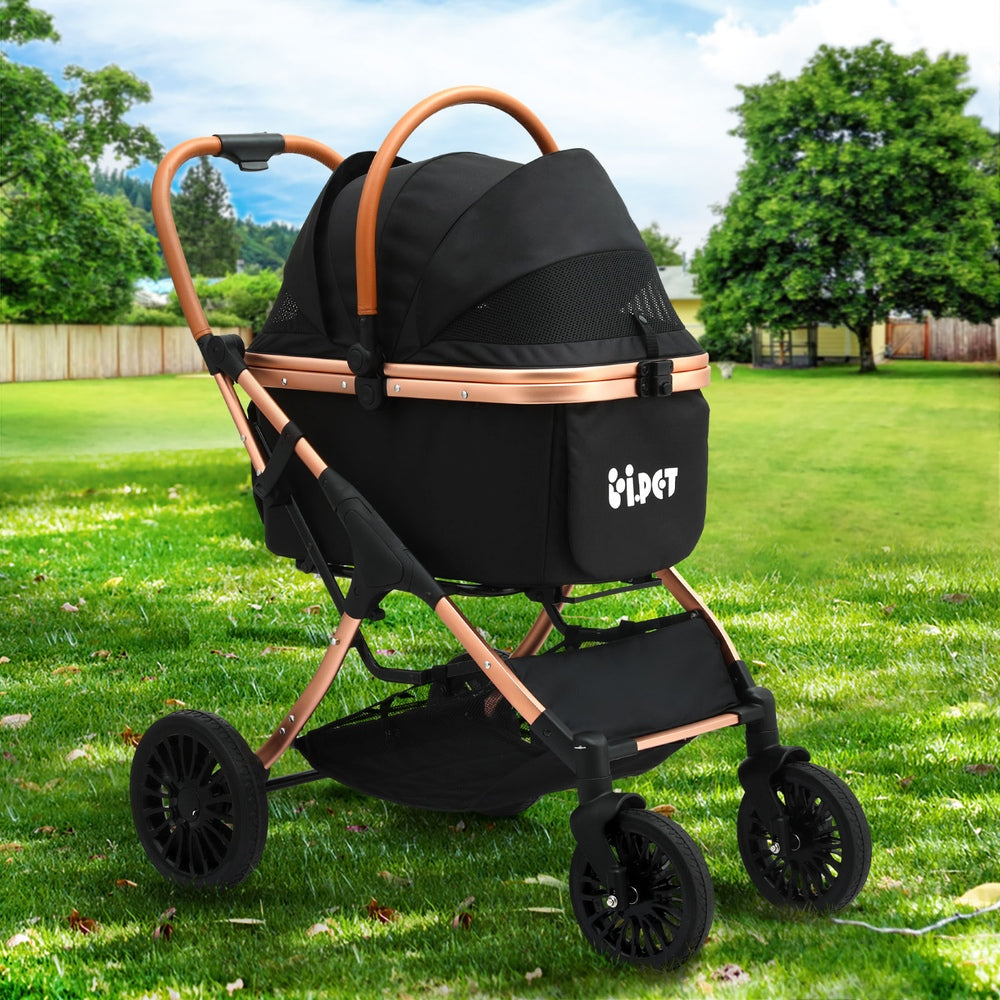 Dog Carriers & Crates: i.Pet Pet Dog Stroller Pram Large Cat Carrier Travel Pushchair Foldable 4 Wheels