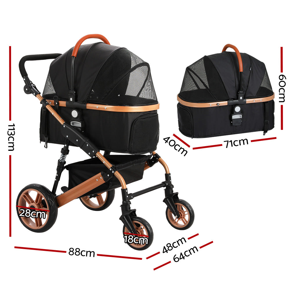 Cat Carriers & Crates: i.Pet Pet Stroller Dog Pram Large Cat Carrier Travel Foldable Pushchair 4 Wheels