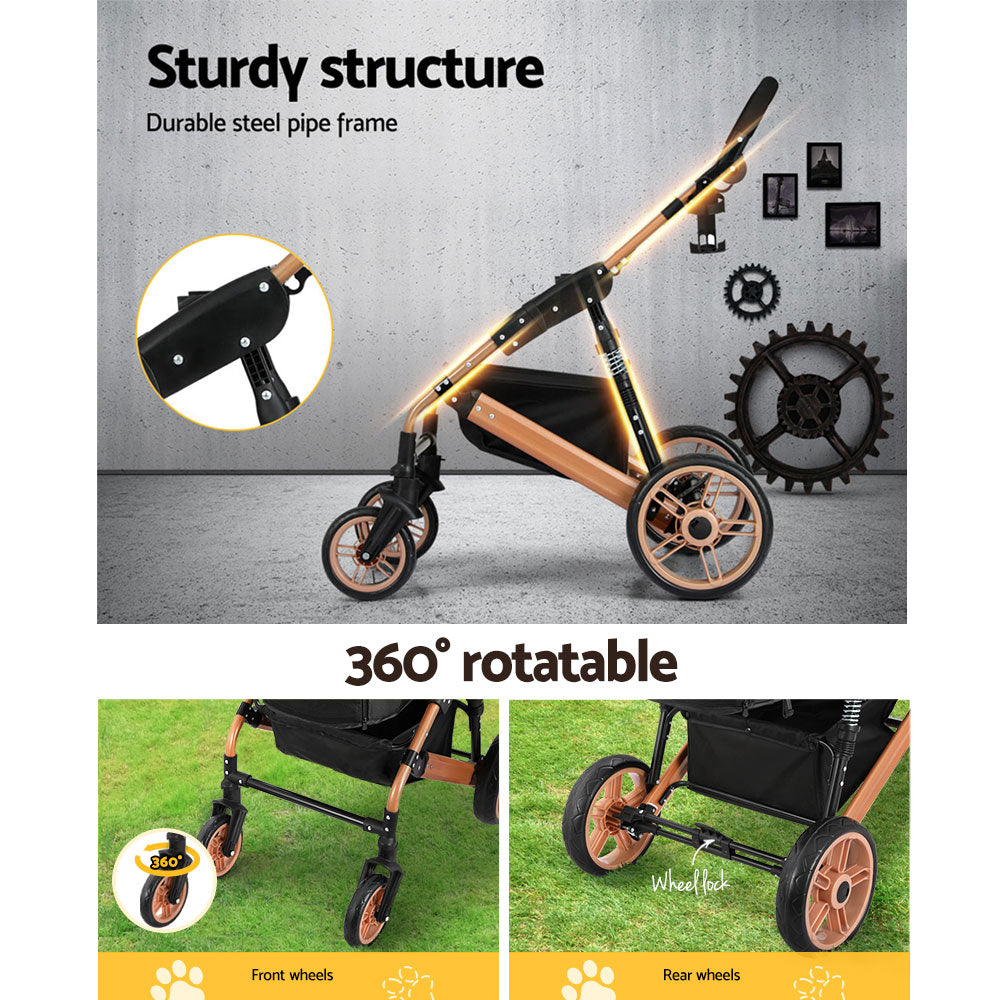 Cat Carriers & Crates: i.Pet Pet Stroller Dog Pram Large Cat Carrier Travel Foldable Pushchair 4 Wheels