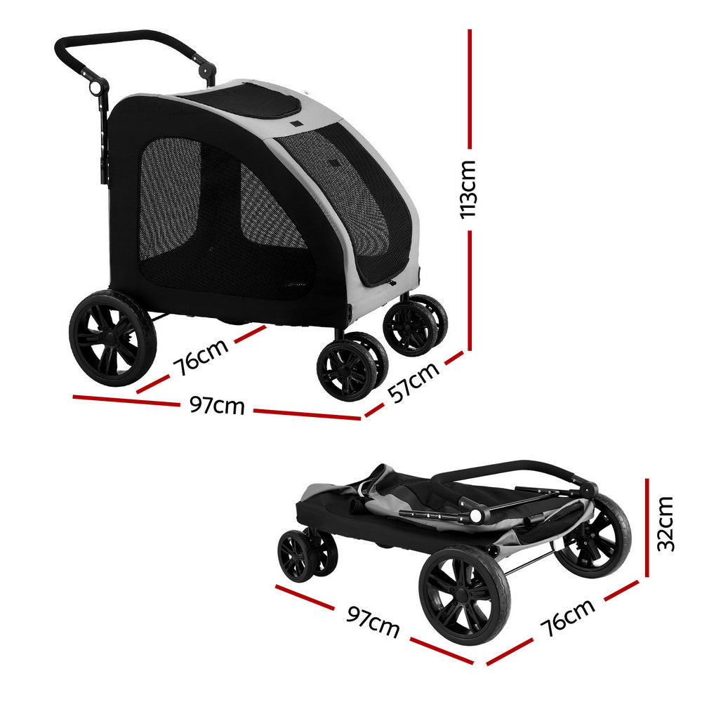 Cat Carriers & Crates: i.Pet Pet Stroller Dog Pram Large Carrier Cat Travel Foldable Strollers 4 Wheels Trolley