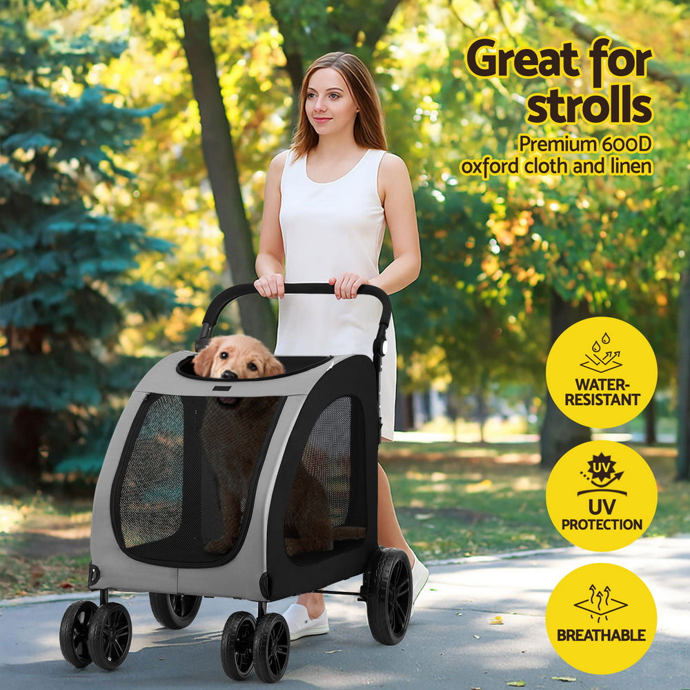 Cat Carriers & Crates: i.Pet Pet Stroller Dog Pram Large Carrier Cat Travel Foldable Strollers 4 Wheels Trolley