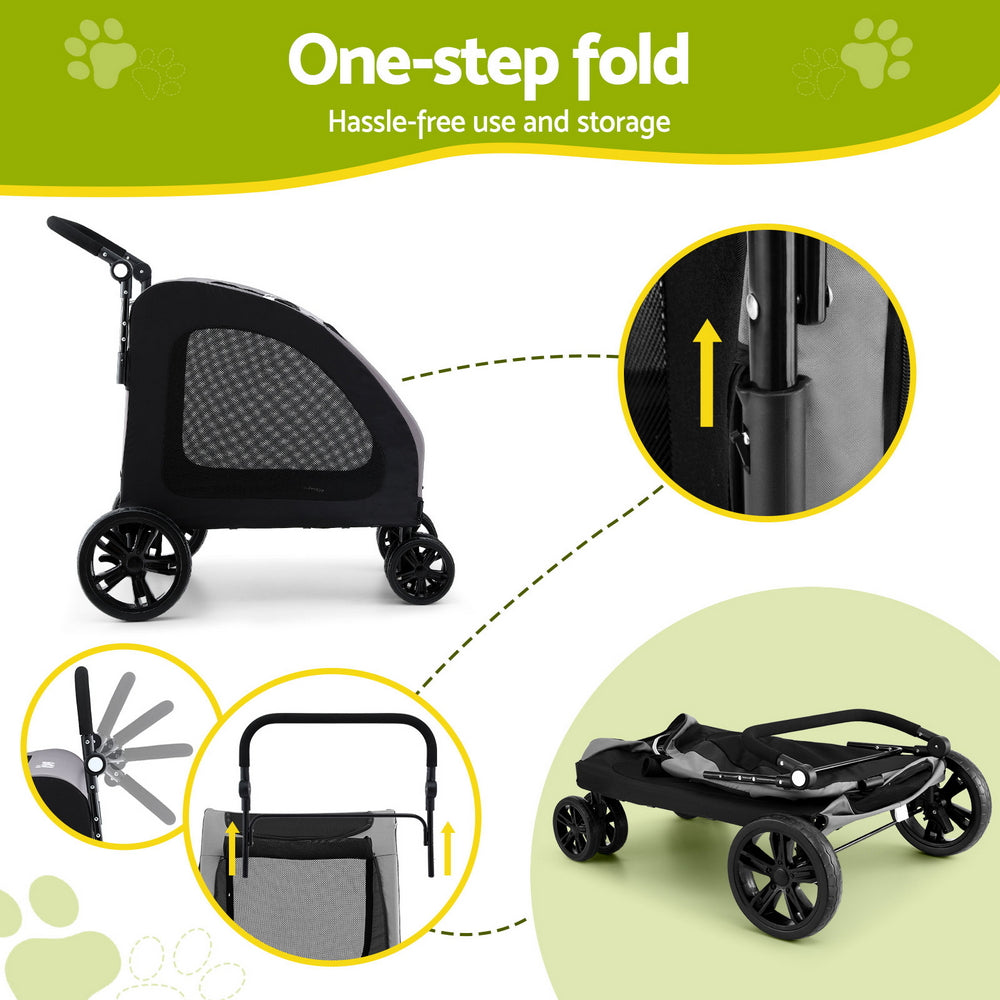 Cat Carriers & Crates: i.Pet Pet Stroller Dog Pram Large Carrier Cat Travel Foldable Strollers 4 Wheels Trolley