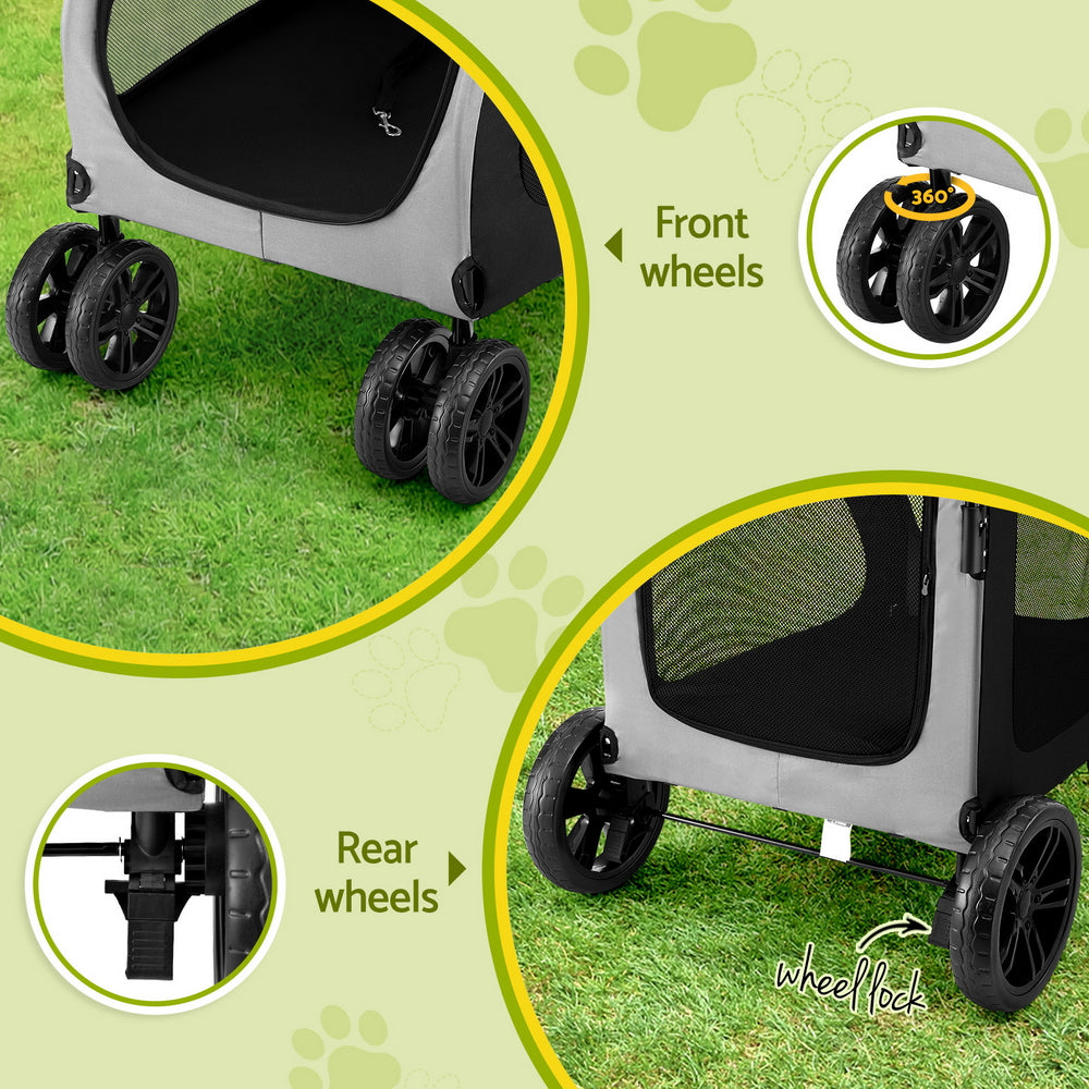 Cat Carriers & Crates: i.Pet Pet Stroller Dog Pram Large Carrier Cat Travel Foldable Strollers 4 Wheels Trolley