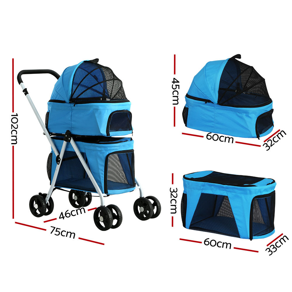 Cat Carriers & Crates: i.Pet Pet Stroller Dog Pram Large Cat Carrier Travel Foldable 4 Wheels Double