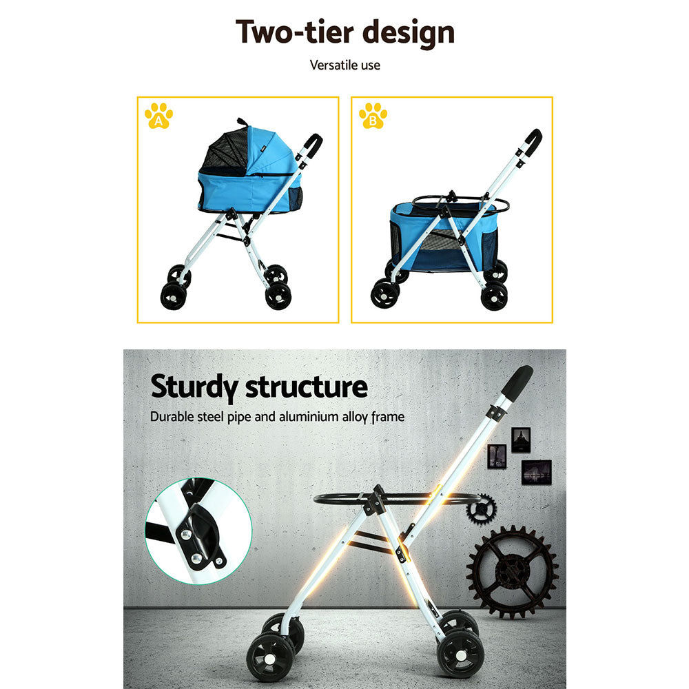 Cat Carriers & Crates: i.Pet Pet Stroller Dog Pram Large Cat Carrier Travel Foldable 4 Wheels Double