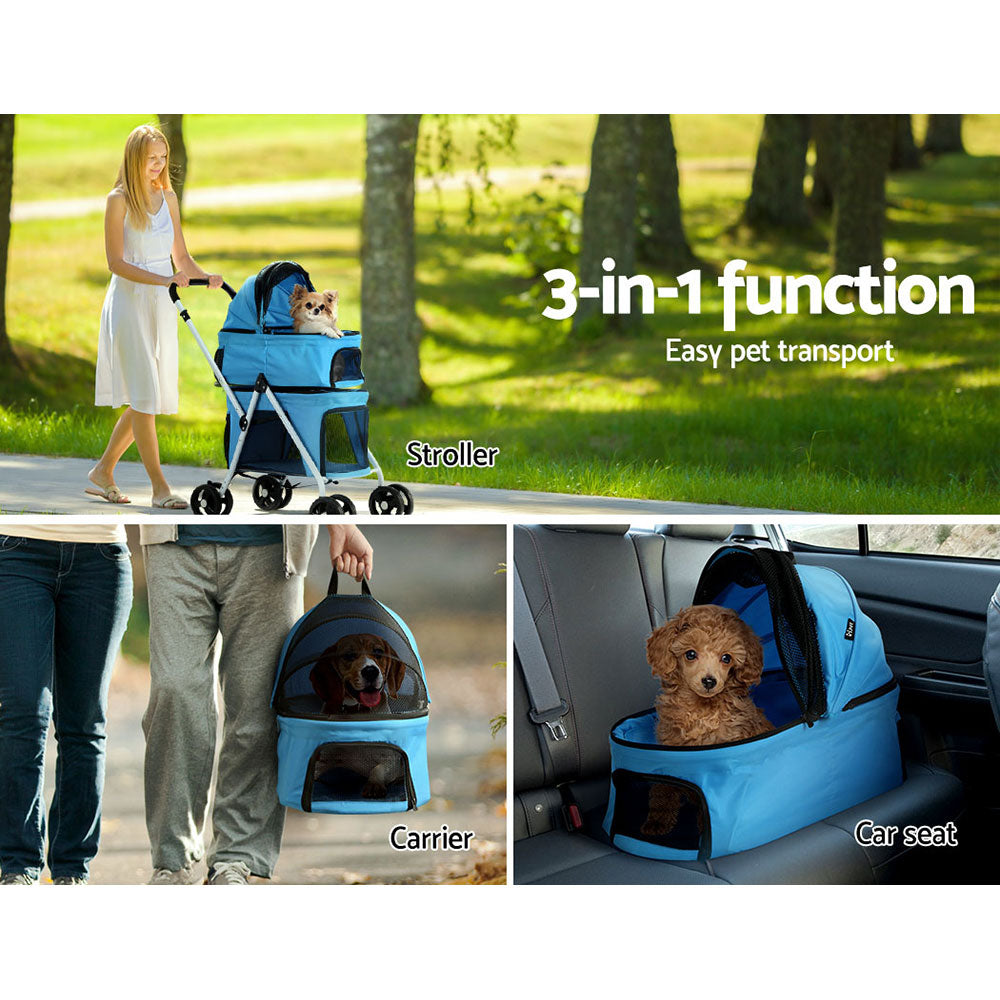 Cat Carriers & Crates: i.Pet Pet Stroller Dog Pram Large Cat Carrier Travel Foldable 4 Wheels Double