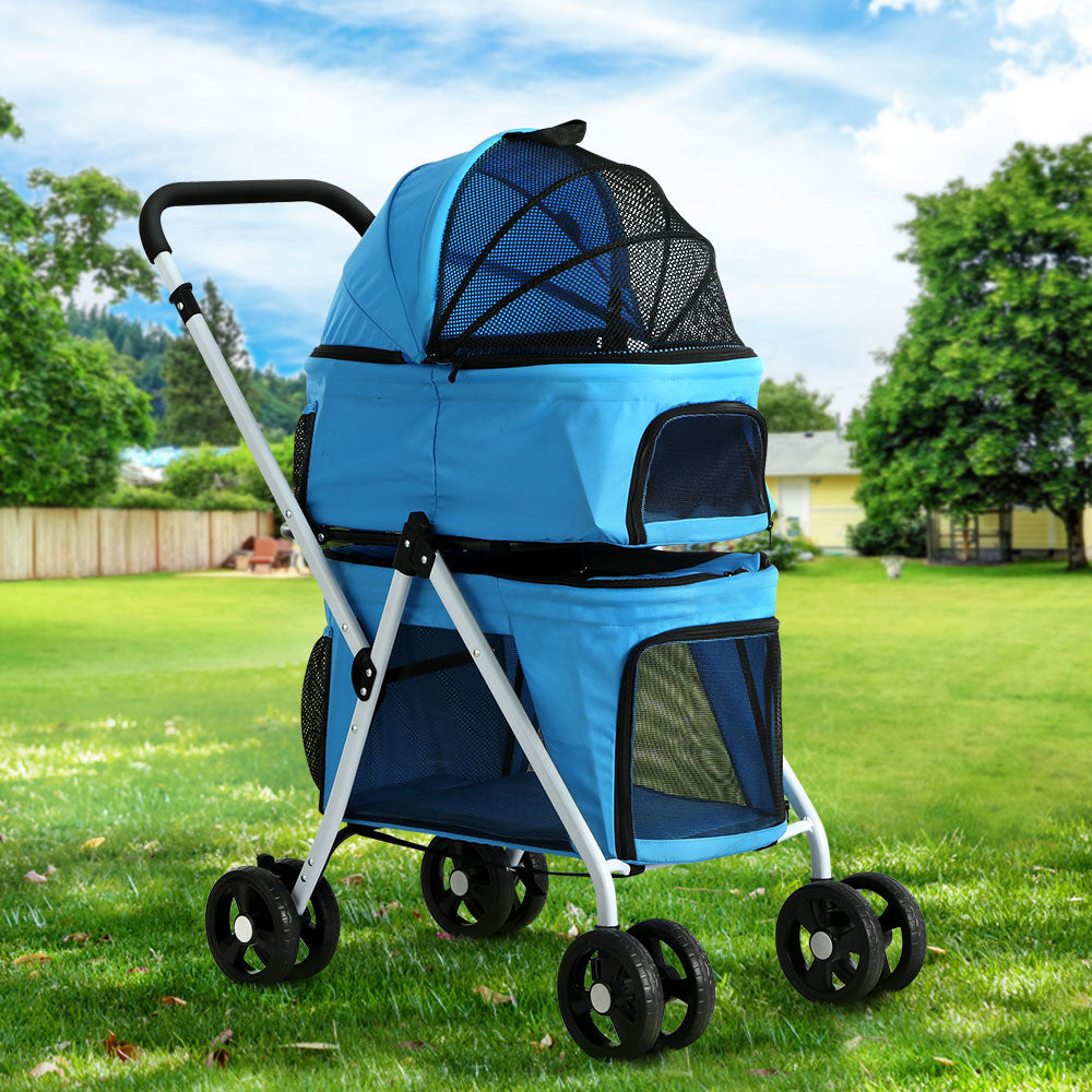 Cat Carriers & Crates: i.Pet Pet Stroller Dog Pram Large Cat Carrier Travel Foldable 4 Wheels Double