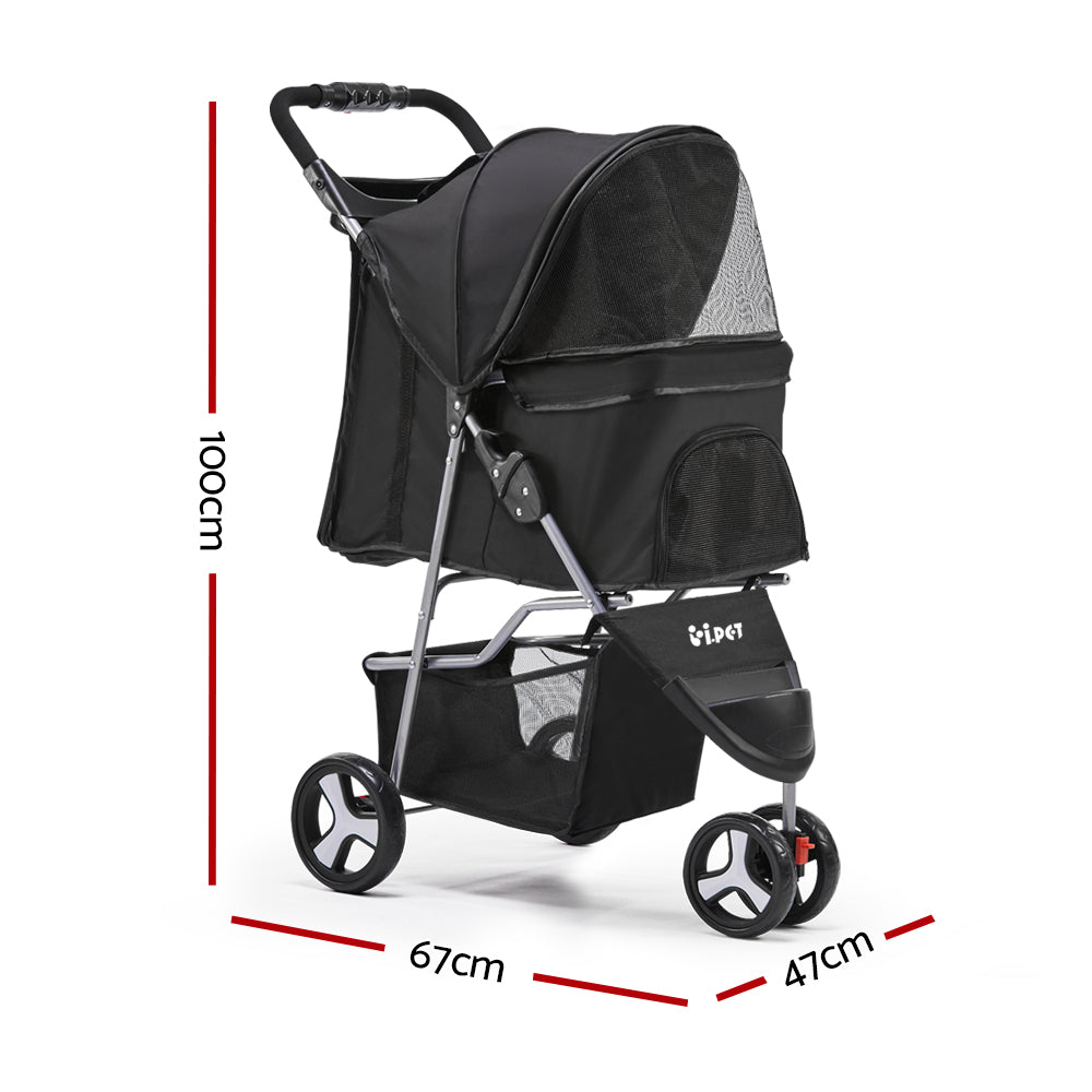 Cat Carriers & Crates: i.Pet Pet Stroller Dog Pram Cat Carrier Large Travel Pushchair Foldable 3 Wheels