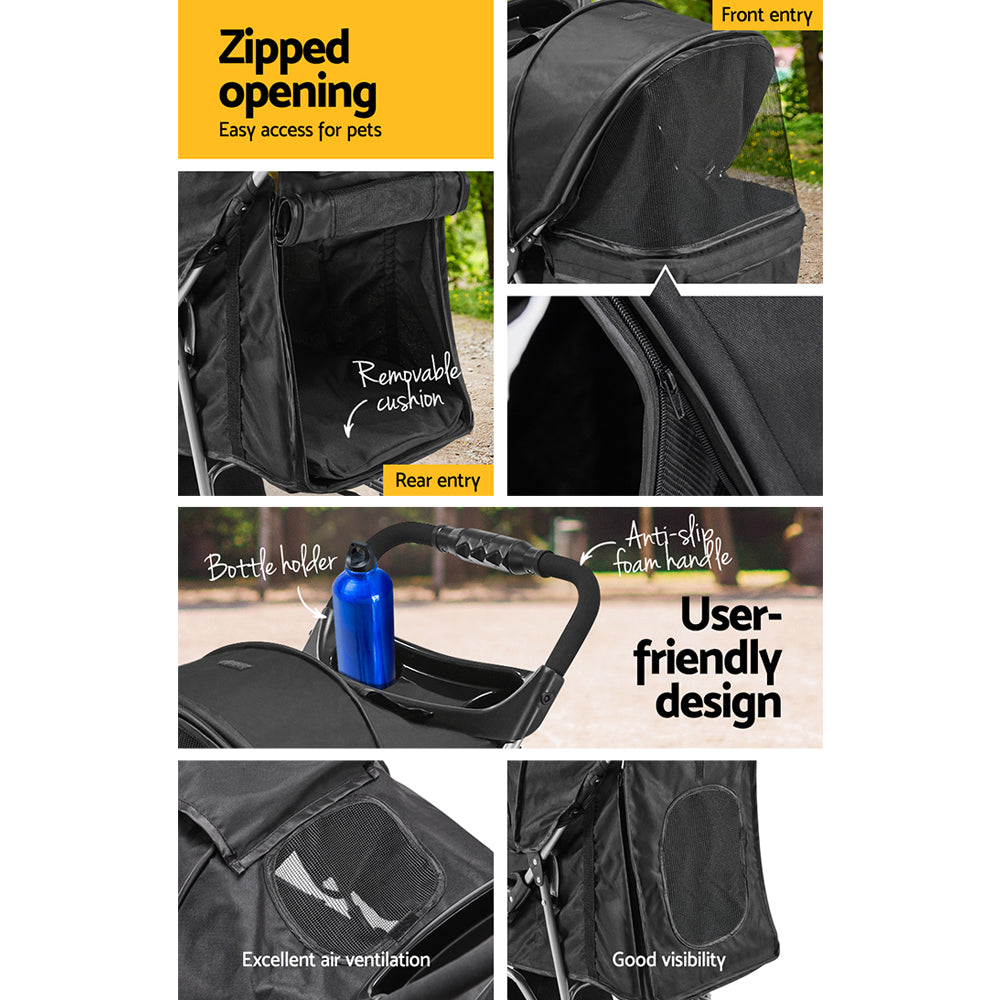 Cat Carriers & Crates: i.Pet Pet Stroller Dog Pram Cat Carrier Large Travel Pushchair Foldable 3 Wheels
