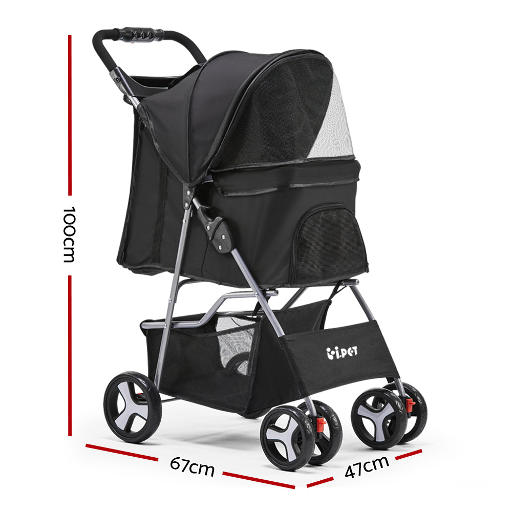 Strollers & Prams: i.Pet 4 Wheel Pet Stroller - Black