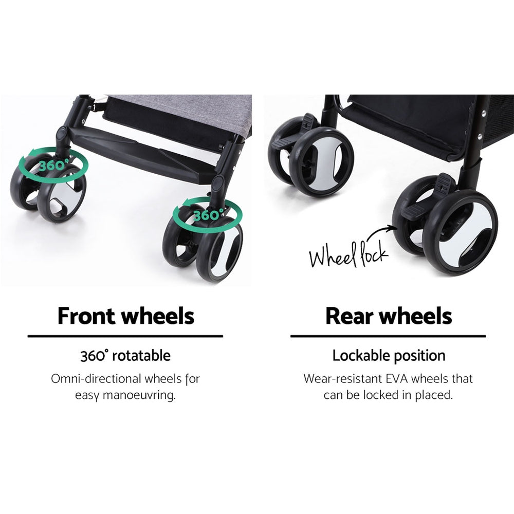 Cat Carriers & Crates: i.Pet Pet Stroller Dog Pram Cat Carrier Travel Large Pushchair Foldable 4 Wheels Grey