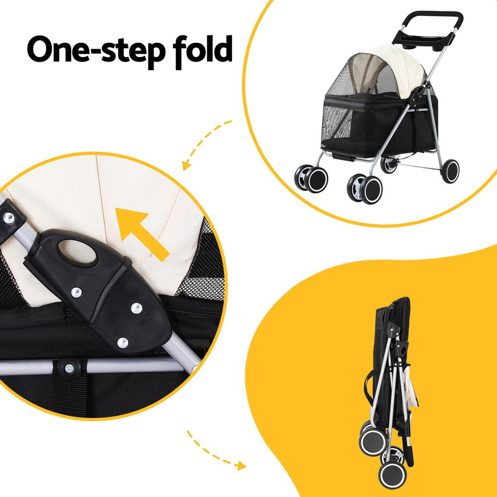 Cat Carriers & Crates: i.Pet Pet Stroller Pram Dog Cat Carrier Cage Large Travel Pushchair Foldable 4 Wheels