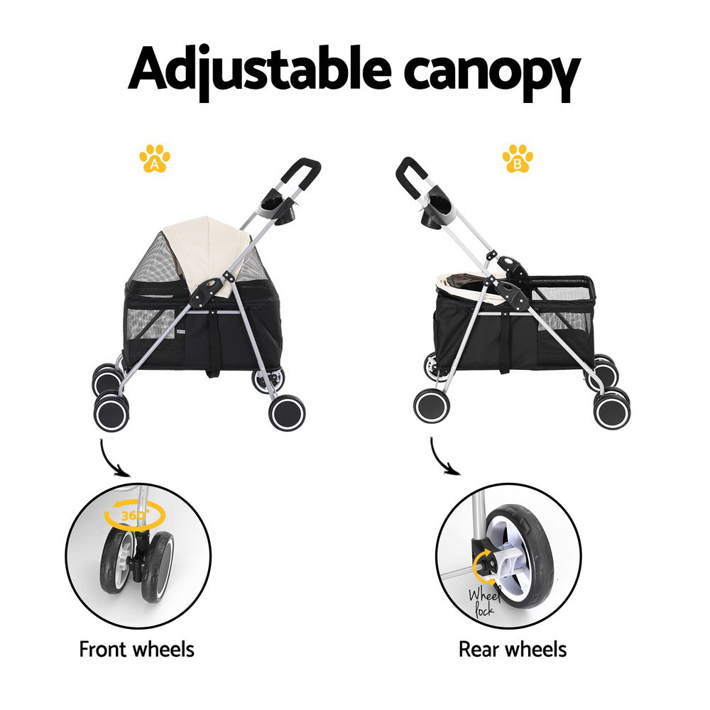 Cat Carriers & Crates: i.Pet Pet Stroller Pram Dog Cat Carrier Cage Large Travel Pushchair Foldable 4 Wheels