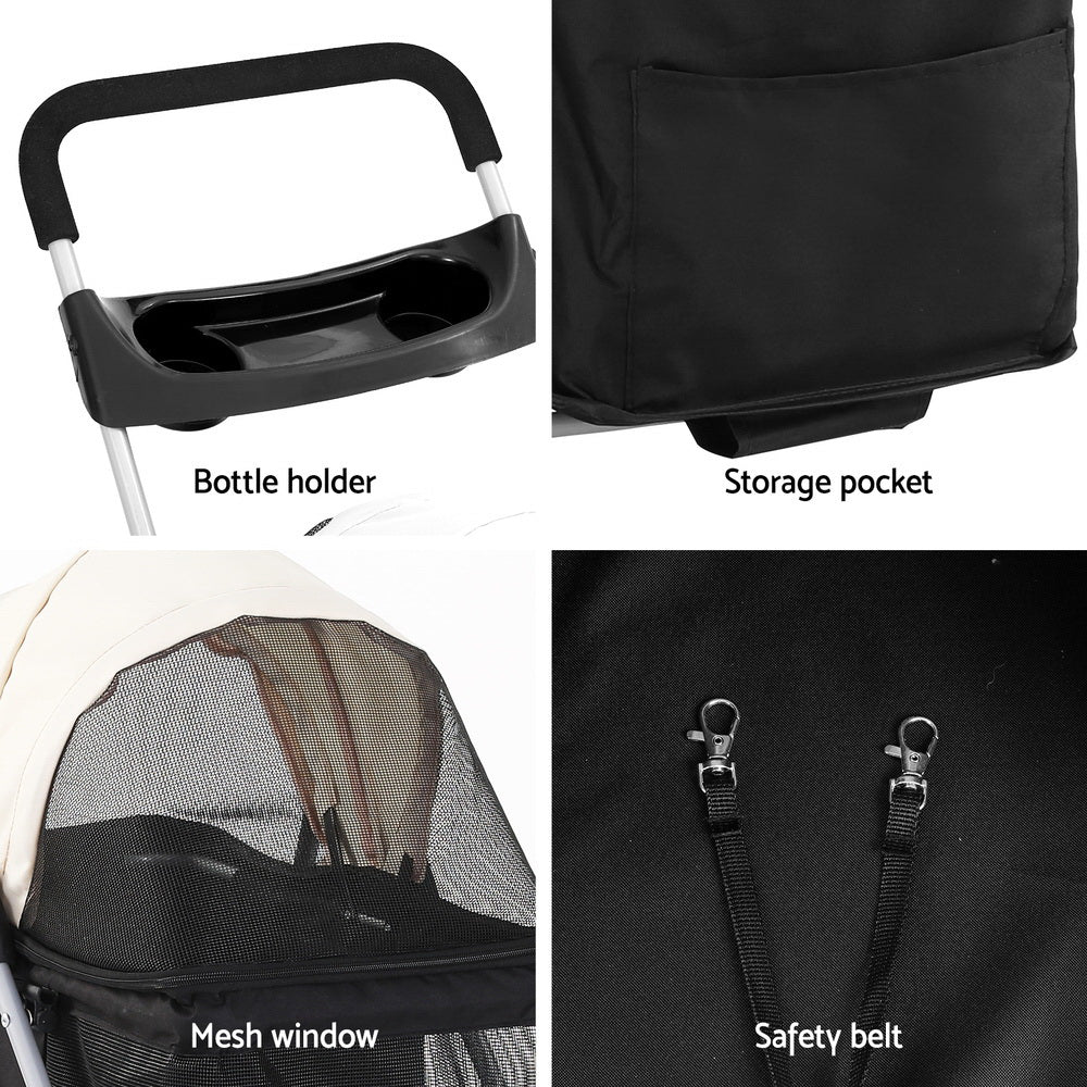 Cat Carriers & Crates: i.Pet Pet Stroller Pram Dog Cat Carrier Cage Large Travel Pushchair Foldable 4 Wheels