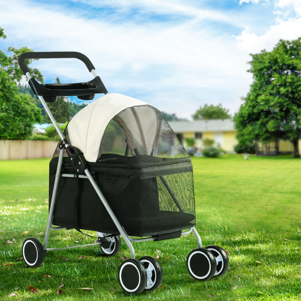 Cat Carriers & Crates: i.Pet Pet Stroller Pram Dog Cat Carrier Cage Large Travel Pushchair Foldable 4 Wheels