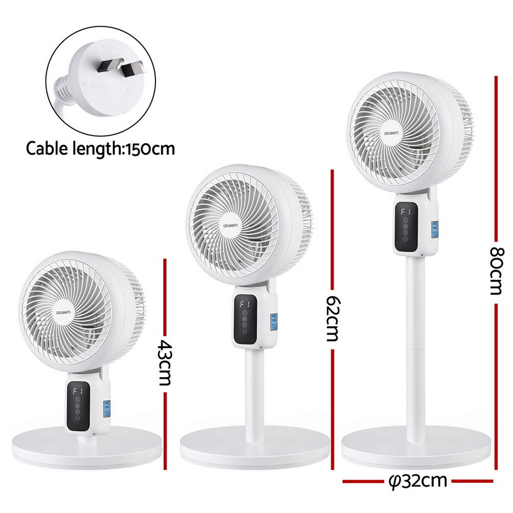 Portable Fans: Devanti Pedestal Fan W/ Remote 3 Speed 12H Timer Height Adjustable Cooling Fan