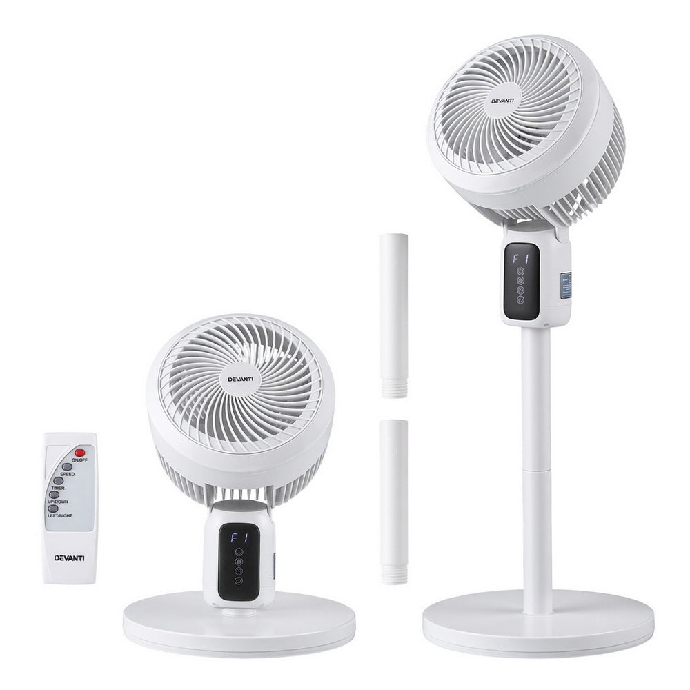 Portable Fans: Devanti Pedestal Fan W/ Remote 3 Speed 12H Timer Height Adjustable Cooling Fan