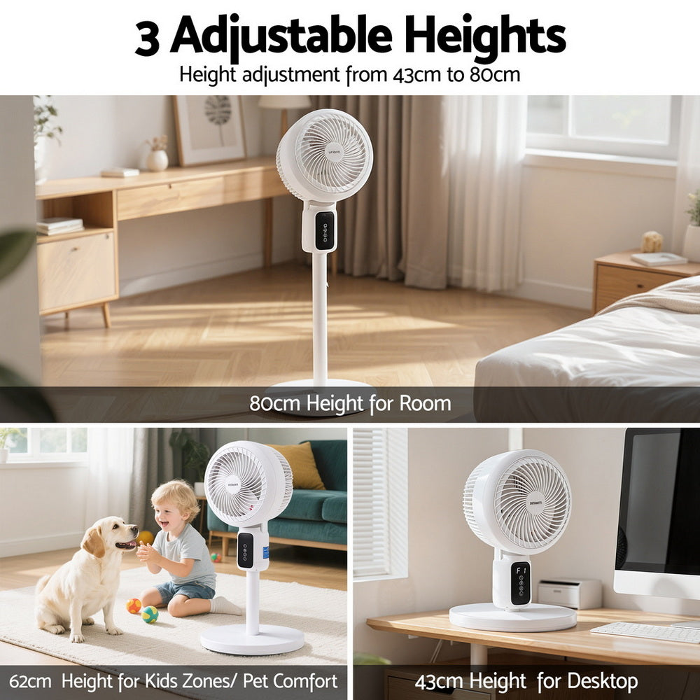 Portable Fans: Devanti Pedestal Fan W/ Remote 3 Speed 12H Timer Height Adjustable Cooling Fan