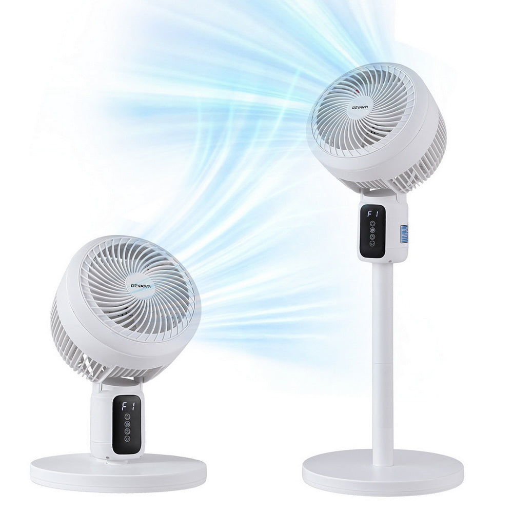 Portable Fans: Devanti Pedestal Fan W/ Remote 3 Speed 12H Timer Height Adjustable Cooling Fan