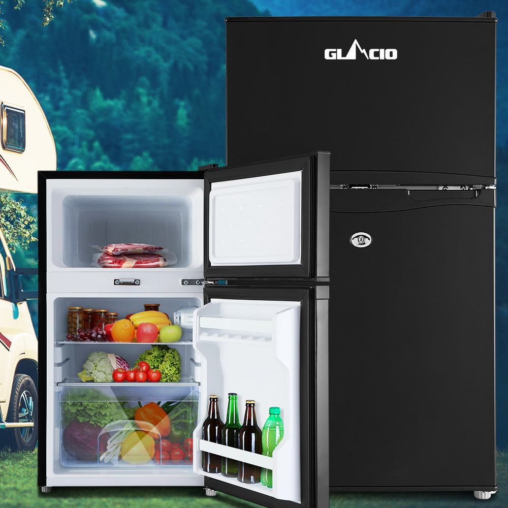 Camping Appliances: Glacio 90L Portable Fridge Freezer Bar Upright 12V/24V/240V Camping Caravan