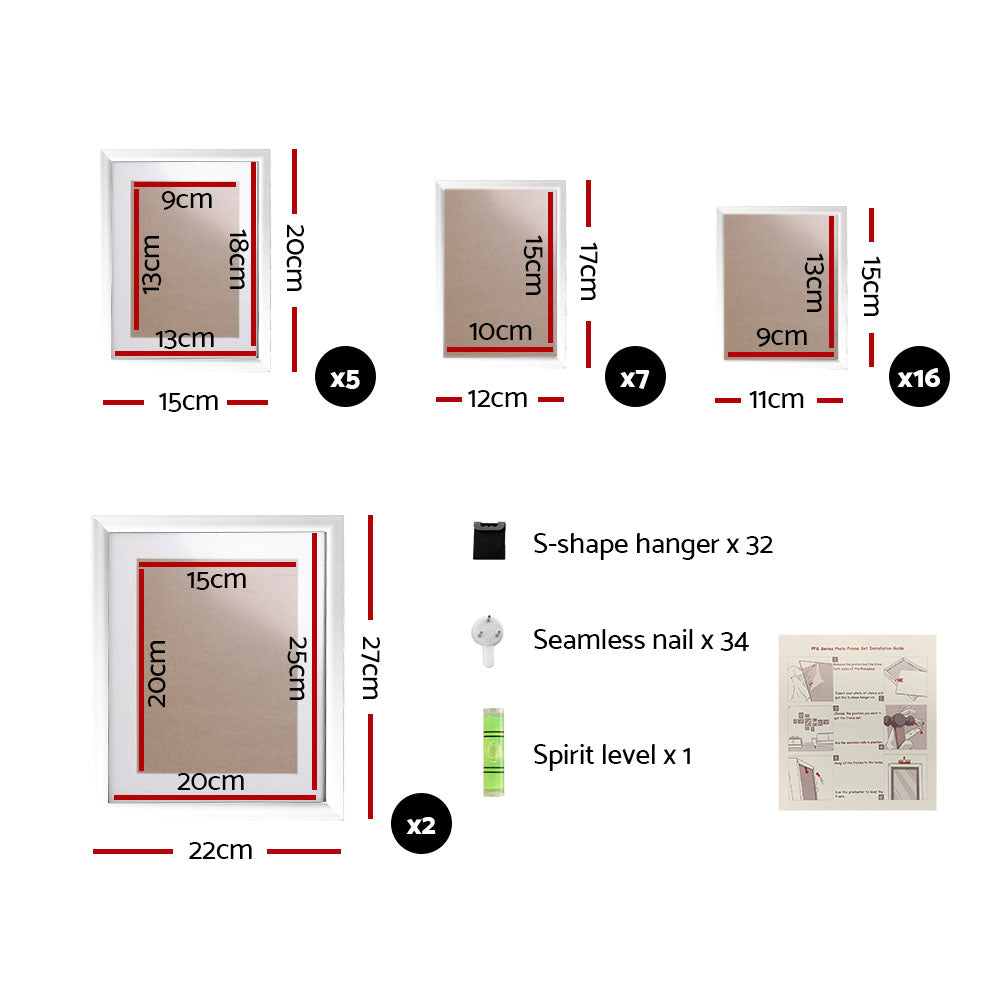 Picture Frames: Artiss Photo Frames Art Holder 30PCS 8x10" 5x7" 4x6" 3.5x5" White