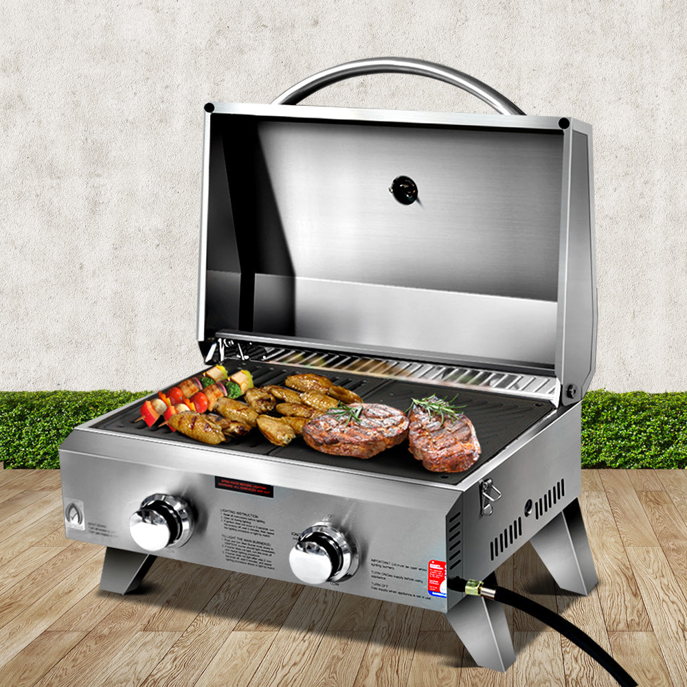 BBQ Tools: Grillz Portable Gas BBQ Grill 2 Burners with 2 Plates