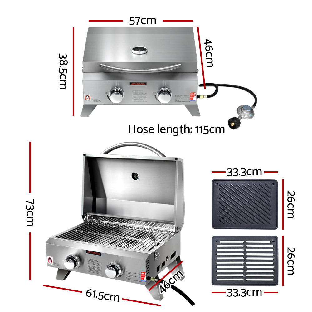 BBQ Tools: Grillz Portable Gas BBQ Grill 2 Burners with 2 Plates