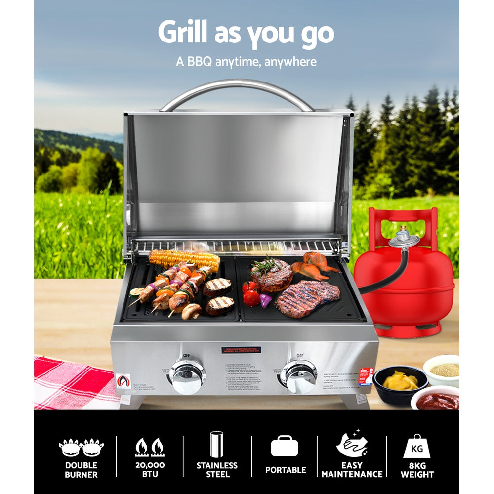 BBQ Tools: Grillz Portable Gas BBQ Grill 2 Burners with 2 Plates
