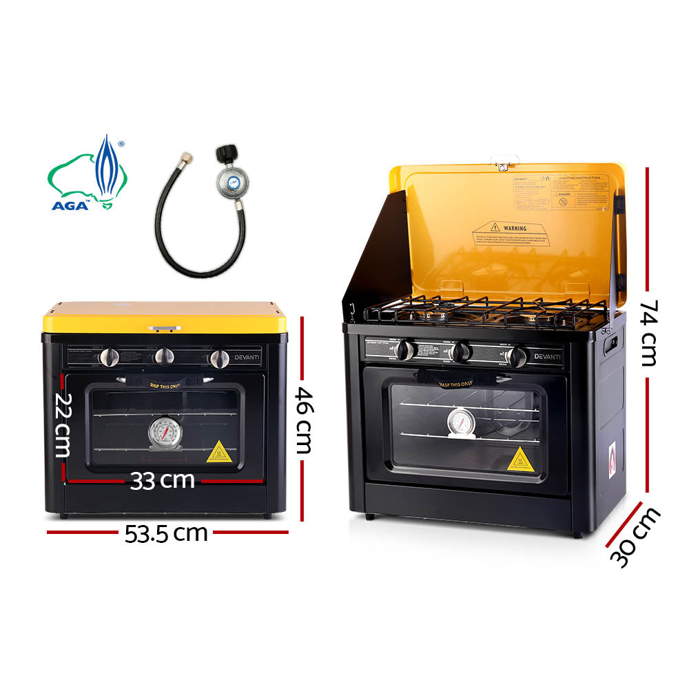 Ovens: Devanti Portable Gas Oven LPG Black