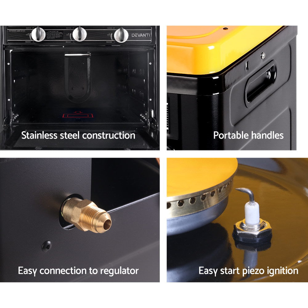 Ovens: Devanti Portable Gas Oven LPG Black