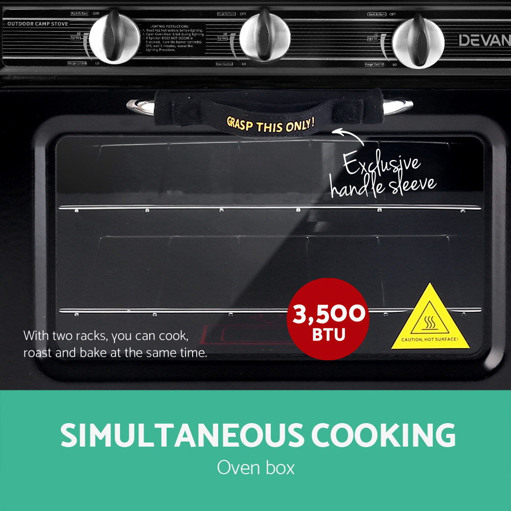 Ovens: Devanti Portable Gas Oven LPG Black